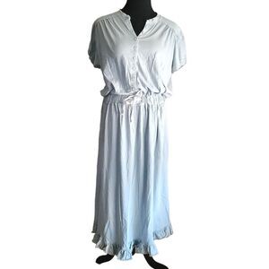 Free People FP BEACH Button Front Draw sting Waist Maxi Dress Womens Medium